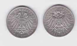 3 Mark Silbermünze Freie Und Hansestadt Lübeck 1909 Jäger 82 Vz (135373) - 2, 3 & 5 Mark Silber