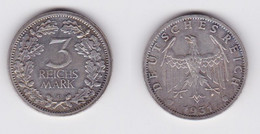 3 Mark Silber Münze Weimarer Republik Kursmünze 1931 E Jäger 349 (124418) - Andere & Zonder Classificatie