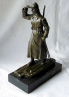 Seltene Bronze Plastik Marmorsockel Russland Skijäger Rotarmist 1932 (119271) - Sonstige & Ohne Zuordnung