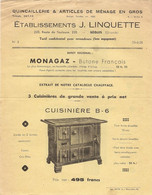 Publicité Des Ets Linquette à Bègles, Cuisinière En Fonte émaillée Art Déco, Quincaillerie, Butane - 1900 – 1949