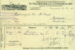 EMMERICH 1911 Rechnung Deko " Dr.Max Boemer & Co Rhein.-Westf. Margarinefabrik " - Alimentare