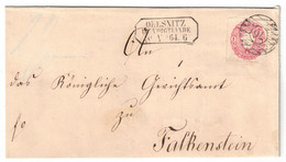 1861, 1 Ngr. Wappen GSU Ab "OELSNITZ IM VOGTLANDE Mit Nummernstempel "76" - Saxe