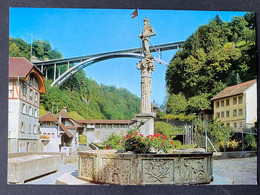Fribourg Pont Du Gottéron/ Fontaine/ View Ville - Pont-la-Ville