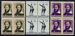 HUNGARY 1952 Kossuth Anniversary Blocks Of 4 MNH / **.  Michel 1265-67 - Ongebruikt