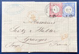 Lettre 1874 Alsace Lorraine Timbre Allemand N°16 & 17 Dateur Munster IM Elsaas  Granges + Entrée Rouge All/avr.SUP - Autres & Non Classés