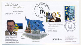 Env Affr 0,60 Flimlin + Vignette - Cad Strasbourg Parlement Européen GA -11/03/2008 - M. Thomas Hendrick Ilves (Estonie) - Covers & Documents