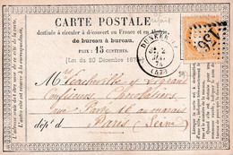 NORD ( 57 ) « DUNKERQUE »  CPI Ordinaire - Tarif à 15c. (15.1.1873/30.4.1878) N°59  -  15c. Cérès IIIème République - Precursor Cards