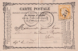 NORD ( 57 ) « BAVAY »  CPI Ordinaire - Tarif à 15c. (15.1.1873/30.4.1878) N°59  -  15c. Cérès IIIème République - Voorloper Kaarten