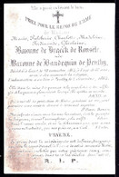AVIS DE DECES PORCELAINE * BARONNE DE DRAECK DE RONSELE Née DE BAUDEQUIN DE PEUTHY 1781-1864 - - Devotieprenten