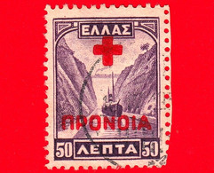 GRECIA - Usato - 1937 - Beneficienza - Francobolli Di Carità - 'Canale Di Corinto' Sovrastampato 'pronoia' In Rosso - 50 - Liefdadigheid