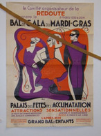 LIEGE . AFFICHE BAL De GALA Du MARDI GRAS, CARNAVAL, Au Palais Des Fêtes De L'Acclimatation 1935. 2 Scans - Affiches