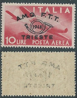 1948 TRIESTE A POSTA AEREA CONVEGNO FILATELICO 10 LIRE DECALCO MNH ** - RE2-2 - Poste Aérienne