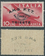 1948 TRIESTE A POSTA AEREA CONVEGNO FILATELICO 10 LIRE DECALCO MNH ** - RE2-4 - Posta Aerea
