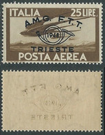 1948 TRIESTE A POSTA AEREA CONVEGNO FILATELICO 25 LIRE DECALCO MNH ** - RE1-4 - Luchtpost