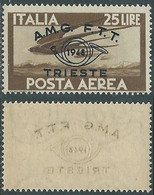 1948 TRIESTE A POSTA AEREA CONVEGNO FILATELICO 25 LIRE DECALCO MNH ** - RE2-2 - Luchtpost