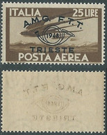 1948 TRIESTE A POSTA AEREA CONVEGNO FILATELICO 25 LIRE DECALCO MNH ** - RE2-3 - Luchtpost