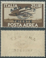 1948 TRIESTE A POSTA AEREA CONVEGNO FILATELICO 25 LIRE DECALCO MNH ** - RE2-4 - Poste Aérienne