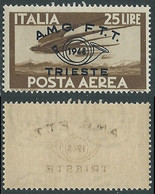 1948 TRIESTE A POSTA AEREA CONVEGNO FILATELICO 25 LIRE DECALCO MNH ** - RE2-6 - Luchtpost