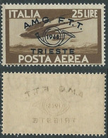 1948 TRIESTE A POSTA AEREA CONVEGNO FILATELICO 25 LIRE DECALCO MNH ** - RE2-8 - Posta Aerea