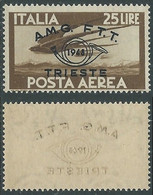 1948 TRIESTE A POSTA AEREA CONVEGNO FILATELICO 25 LIRE DECALCO MNH ** - RE2-10 - Posta Aerea