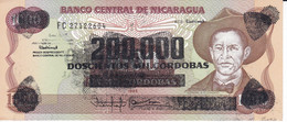 BILLETE DE NICARAGUA DE 200000 CORDOBAS DEL AÑO 1990 SIN CIRCULAR (UNCIRCULATED)  (BANK NOTE) - Nicaragua