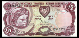 # # # Banknote Zypern (Cyprus) 5 Pfund 1990 UNC (p-54) # # # - Chypre