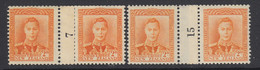 New Zealand, CP MC2a, MLH Counter Coil Number Pairs - Unused Stamps