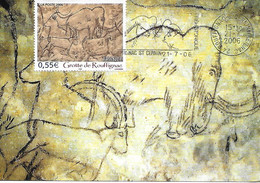 3905 - GROTTE DE ROUFFIGNAC, Mammouth Et  Bouquetins Du Grand Plafond, Oblitération Concordante, 21-07-2006 ST CERNIN - 2000-2009