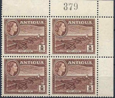 LOTE 2215  //// ANTIGUA 1954  103A** Fort James, Canon, Bloc De 4  **MNH  ¡¡¡ OFERTA - LIQUIDATION - JE LIQUIDE !!! - 1858-1960 Colonia Británica