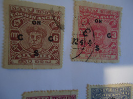 COCHIN  INDIA  USED   STAMPS   KING  OVERPRINT - Cochin