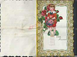 LETTRE ANCIENNE ILLUSTRÉE 1934 DÉCOUPIS JEUNE FILLE AVEC UN PANNIER DE FLEURS ROSES LIRE PARLE DE LONGUEVILLE 1939 : - Blumen