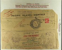 TIN CAN MAIL 1936 - 1939 Collection Of 6 Colourful Covers Including "Inward Tin Can Mail" A Wrapper Of The Pacific Islan - Otros & Sin Clasificación