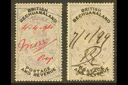 REVENUES 1887 £1 & £5 Lilac & Black, Barefoot 14/15, Used, £5 Light Horizontal Crease At Top (2). For More Images, Pleas - Other & Unclassified