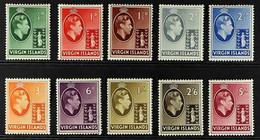 1938 Complete King George VI (chalky Paper) Definitive Set From ½d To 5s, SG 110/119, Fine Mint. (10 Stamps) For More Im - British Virgin Islands