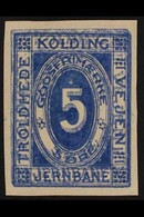 RAILWAY LOCAL STAMP TROLDHEDE KOLDING VEJEN JERNBANE 1918 5o Blue Imperf DOUBLE PRINT Variety, Fine Mint, Fresh & Scarce - Other & Unclassified