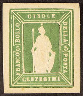 1862 ESSAY 5c "FRANCOBOLLO DELLA POSTA" Embossed Essays By Therig, In Green With Large Even White Surround. Rare And Elu - Unclassified