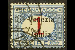 VENEZIA GIULIA POSTAGE DUE 1918 1L Blue And Carmine Overprinted, Sass 7, Very Fine Used. Cat €1100 (£835) For More Image - Unclassified