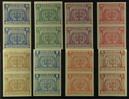 1952 IMPERF PAIRS "Columbus Urn" Air Post Set, Scott C189/96, As Never Hinged Mint Vertical IMPERF PAIRS. Lovely (8 Pair - Paraguay