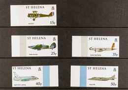 2009 IMPERF PROOFS 90th Anniversary Of The Royal Air Force Set, SG 1047/1051, IMPERF PROOFS On Gummed CA Wmk (Sideways)  - Sainte-Hélène