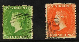 1880 (watermark Star, Perf 11 To 12½) 6d Bright Green And 1s Bright Vermilion, SG 30/31, Fine Used. (2 Stamps) For More  - St.Vincent (...-1979)