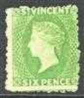 1880 6d Bright Green, Wmk Small Star, Perf 11 - 12½, SG 30, Mint With Small Part Og, Small Surface Scuffs, Good Colour.  - St.Vincent (...-1979)