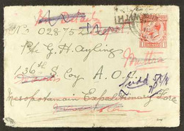 MESOPOTAMIAN EXPEDITIONARY FORCE 1918 (21 Feb) Cover Addressed To A Member Of The Mesopotamian Expeditionary Force, Re-d - Other & Unclassified