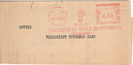 ITALIA REGNO 1942 AFFRANCATURA MECCANICA ROSSA PESARO P.N.F. FEDERAZIONE FASCI DI COMBATTIMENTO - Machine Stamps (ATM)