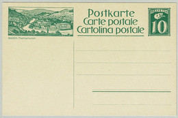 Schweiz / Helvetia 1924, Bildpostkarte Baden Thermalkurort - Bäderwesen