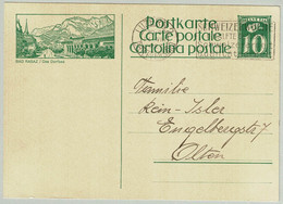 Schweiz / Helvetia 1927, Bildpostkarte Bad Ragaz / Das Dorfbad Luzern - Olten - Bäderwesen