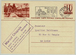 Schweiz / Helvetia 1943, Bildpostkarte Schinznach Schwefelbad Genève - Le Locle, Kathedrale / Cathédrale / Cathedral - Bäderwesen