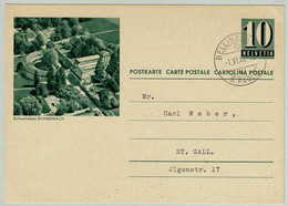 Schweiz / Helvetia 1962, Bildpostkarte Schwefelbad Schinznach Bellinzona - St.Gallen - Bäderwesen