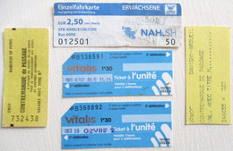 5 TICKETS DE TRANSPORT BUS TRAMWAY  CONTREMARQUE DE PASSAGE SNCF FRANCE VITALIS POITIERS VIENNE - Europa