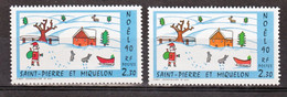 Saint Pierre Et Miquelon  533 Variété Orange Et Rouge Noel Dessins D'enfants Neuf ** MNH Sin Charmela - Imperforates, Proofs & Errors