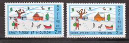 Saint Pierre Et Miquelon  533 Variété Orange Et Rouge Noel Dessins D'enfants Neuf ** MNH Sin Charmela - Ongetande, Proeven & Plaatfouten